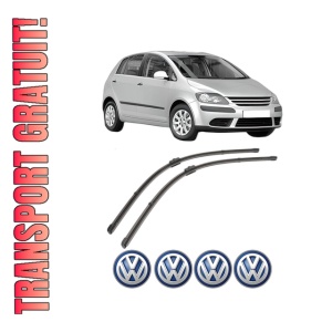 Set stergatoare Volkswagen GOLF PLUS V (5M1, 521) din 2004-2013, pentru parbriz auto, 2 bucati, Valeo Silencio Xtrm, din cauciuc siliconat rezistent, 4 Stickere Auto Volkswagen
