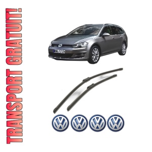 Set stergatoare Volkswagen GOLF VAN VII Variant (BA5) din 2013-2017, pentru parbriz auto, 2 bucati, Bosch Aerotwin, din cauciuc siliconat rezistent, 4 Stickere Auto Volkswagen