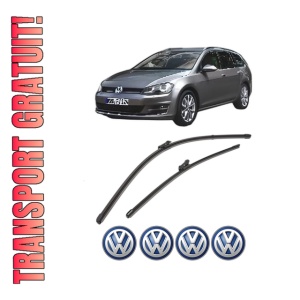 Set stergatoare Volkswagen GOLF VAN VII Variant (BA5) din 2013-2017, pentru parbriz auto, 2 bucati, Valeo Silencio Xtrm, din cauciuc siliconat rezistent, 4 Stickere Auto Volkswagen