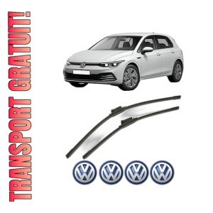 Set stergatoare Volkswagen GOLF VIII (CD1, DA1) din 2019-2024, pentru parbriz auto, 2 bucati, Bosch Aerotwin, din cauciuc siliconat rezistent, 4 Stickere Auto Volkswagen