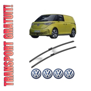 Set stergatoare Volkswagen ID. Buzz Cargo (EBA) din 2022-2024, pentru parbriz auto, 2 bucati, Bosch Aerotwin, din cauciuc siliconat rezistent, 4 Stickere Auto Volkswagen