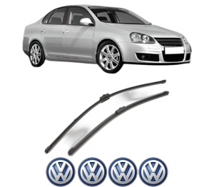 Set stergatoare Volkswagen JETTA III (1K2) din 2004-2010, pentru parbriz auto, 2 bucati, Valeo Silencio Xtrm, din cauciuc siliconat rezistent, 4 Stickere Auto Volkswagen v40098