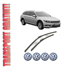 Set stergatoare Volkswagen PASSAT ALLTRACK B8 Variant (3G5, CB5) din 2015-2024, pentru parbriz auto, 2 bucati, Bosch Aerotwin, din cauciuc siliconat rezistent, 4 Stickere Auto Volkswagen