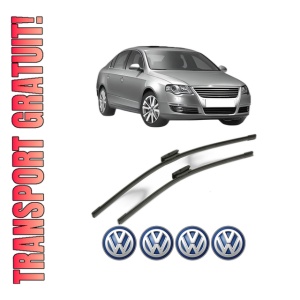 Set stergatoare Volkswagen PASSAT B6 (3C2) din 2005-2010, pentru parbriz auto, 2 bucati, Bosch Aerotwin Multi, din cauciuc siliconat rezistent, 4 Stickere Auto Volkswagen