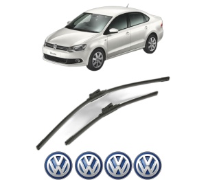 Set stergatoare Volkswagen POLO V Saloon (602, 604, 612, 614) din 2010-2022, pentru parbriz auto, 2 bucati, Bosch Aerotwin, din cauciuc siliconat rezistent, 4 Stickere Auto Volkswagen v54033