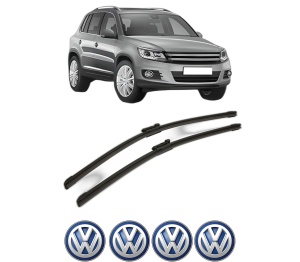 Set stergatoare Volkswagen TIGUAN (5N_) din 2007-2018, pentru parbriz auto, 2 bucati, Bosch Aerotwin, din cauciuc siliconat rezistent, 4 Stickere Auto Volkswagen v43103
