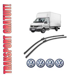 Set stergatoare Volkswagen TRANSPORTER T6 Van (SGA, SGH, SHA, SHH) din 2015-2024, pentru parbriz auto, 2 bucati, Valeo Silencio, din cauciuc siliconat rezistent, 4 Stickere Auto Volkswagen