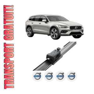 Set stergatoare VOLVO V60 II Cross Country (227) din 2018-2022, pentru parbriz auto, 2 bucati, Bosch Aerotwin Jet Blade, din cauciuc siliconat rezistent, 4 Stickere Auto VOLVO