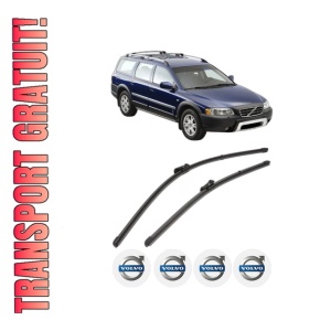 Set stergatoare VOLVO XC70 II (136) din 2007-2016, pentru parbriz auto, 2 bucati, Valeo Silencio Xtrm, din cauciuc siliconat rezistent, 4 Stickere Auto VOLVO