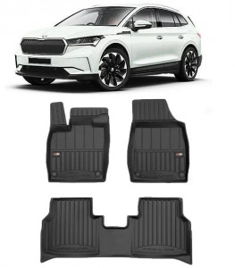 Skoda Enyaq IV Din 04.2021 - Prezent, Suv , Set Covorase Auto Tip Tavita Premium 3D, din cauciuc accesorii pentru autoturismul tau - masina v162880