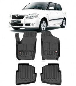 Skoda Fabia I, Sedan, Din 2000 - 2007 , Set Covorase Auto Tip Tavita Premium 3D, din cauciuc accesorii pentru autoturismul tau - masina v169834