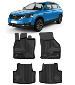 Skoda Kamiq Din 09.2019 - Prezent, Suv , Set Covorase Auto Tip Tavita Premium 3D, din cauciuc accesorii pentru autoturismul tau - masina v164459