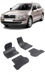 Skoda Octavia II fabricat din 03.2004 - 01.2013, Hatchback, set covorase auto dedicate, din cauciuc 100% Premium accesorii pentru autoturismul tau - masina v151944