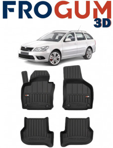 Skoda Octavia II Rs, Hatchback, Din 03.2004 - 01.2013 , Set Covorase Auto Tip Tavita Premium 3D, din cauciuc accesorii pentru autoturismul tau - masina v172137