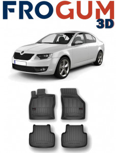 Skoda Octavia III Rs, Hatchback, Din 05.2013 - 05.2020 , Set Covorase Auto Tip Tavita Premium 3D, din cauciuc accesorii pentru autoturismul tau - masina v172075