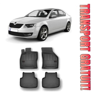 Skoda Octavia III Rs, Hatchback, Din 05.2013 - 05.2020 , Set Covorase Auto Tip Tavita Premium 3D, din cauciuc