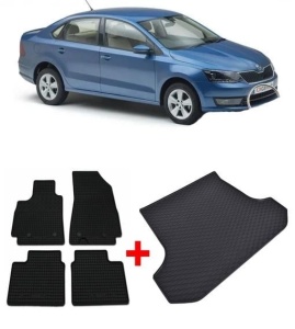 Skoda Rapid din 10.2012 - 03.2019 Sedan *1 , Set Covorase + tavita portbagaj auto - Img 2