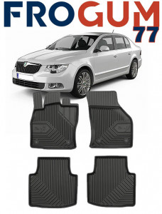 Skoda Superb III Din 05.2015 - Prezent, Sedan , Set Covorase Auto Tip Tavita Premium 3D, din cauciuc accesorii pentru autoturismul tau - masina v165050