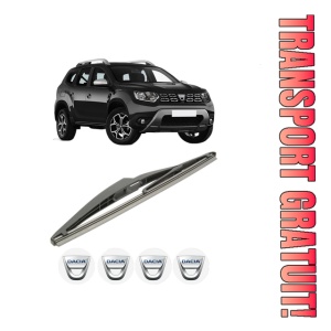 Stergator lamela spate DACIA DUSTER (HM_) din 2017, pentru luneta auto, Bosch Twin, din cauciuc siliconat rezistent, 4 Stickere Auto DACIA