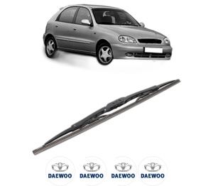 Stergator lamela spate DAEWOO LANOS (KLAT) din 1997, pentru luneta auto, Bosch Twin, din cauciuc siliconat rezistent, 4 Stickere Auto DAEWOO v30168