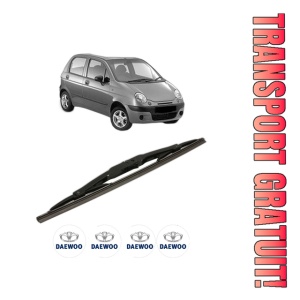 Stergator lamela spate DAEWOO MATIZ (M100, M150) din 1998 - 2003, pentru luneta auto, Bosch Twin, din cauciuc siliconat rezistent, 4 Stickere Auto DAEWOO