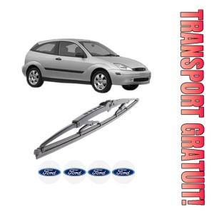 Stergator lamela spate FORD FOCUS I (DAW, DBW) din 1998 - 2007, pentru luneta auto, Bosch Twin, din cauciuc siliconat rezistent, 4 Stickere Auto FORD