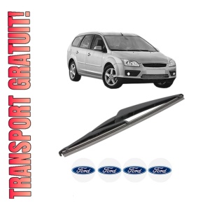 Stergator lamela spate FORD FOCUS II Turnier (DA_, FFS, DS) din 2004 - 2012, pentru luneta auto, Valeo Silencio, din cauciuc siliconat rezistent, 4 Stickere Auto FORD