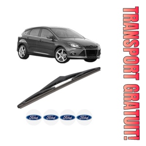 Stergator lamela spate FORD FOCUS III din 2010 - 2020, pentru luneta auto, Bosch Twin, din cauciuc siliconat rezistent, 4 Stickere Auto FORD