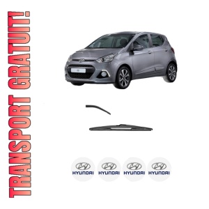 Stergator lamela spate HYUNDAI i10 II (BA, IA) din 2013 - 2019, pentru luneta auto, Valeo Silencio, din cauciuc siliconat rezistent, 4 Stickere Auto HYUNDAI