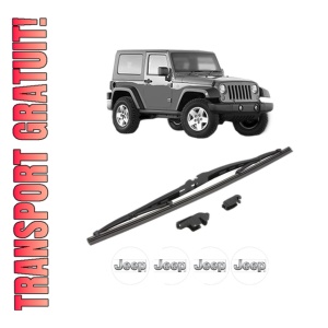 Stergator lamela spate JEEP WRANGLER III (JK) din 2007 - 2011, pentru luneta auto, Valeo Silencio, din cauciuc siliconat rezistent, 4 Stickere Auto JEEP