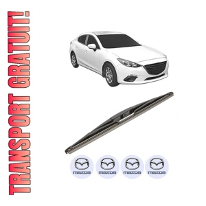 Stergator lamela spate MAZDA 3 Saloon (BP_) din 2020, pentru luneta auto, Valeo Silencio, din cauciuc siliconat rezistent, 4 Stickere Auto MAZDA