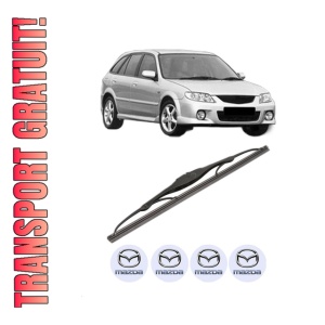 Stergator lamela spate MAZDA 323 F VI Hatchback (BJ) din 1998 - 2004, pentru luneta auto, Valeo Silencio, din cauciuc siliconat rezistent, 4 Stickere Auto MAZDA