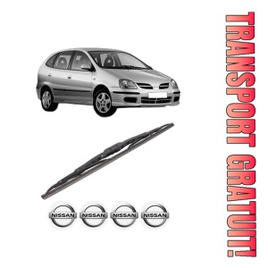 Stergator lamela spate NISSAN ALMERA TINO (V10) din 2000 - 2006, pentru luneta auto, Bosch Twin, din cauciuc siliconat rezistent, 4 Stickere Auto NISSAN