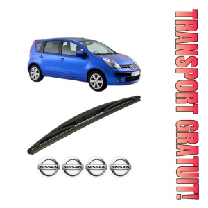 Stergator lamela spate NISSAN NOTE (E11, NE11) din 2006 - 2013, pentru luneta auto, Bosch Twin, din cauciuc siliconat rezistent, 4 Stickere Auto NISSAN - Img 1