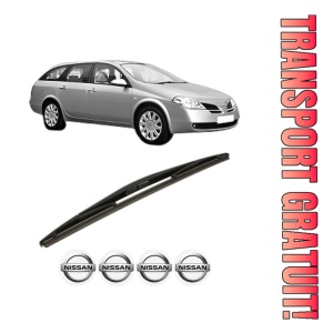 Stergator lamela spate NISSAN PRIMERA Estate (WP12) din 2002 - 2007, pentru luneta auto, Bosch Twin, din cauciuc siliconat rezistent, 4 Stickere Auto NISSAN