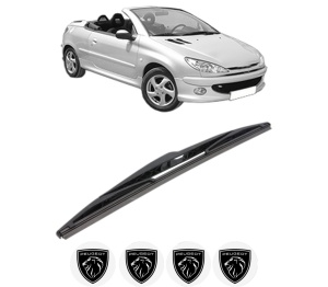 Stergator lamela spate PEUGEOT 206 CC (2D) din 2000 - 2007, pentru luneta auto, Bosch Twin, din cauciuc siliconat rezistent, 4 Stickere Auto PEUGEOT v28362
