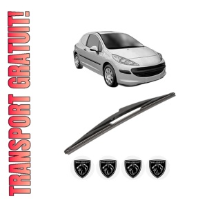 Stergator lamela spate PEUGEOT 207 Hatchback Van (WA_, WC_) din 2007 - 2012, pentru luneta auto, Valeo Silencio, din cauciuc siliconat rezistent, 4 Stickere Auto PEUGEOT