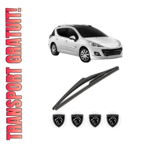 Stergator lamela spate PEUGEOT 207 SW Estate Van (WK_) din 2007 - 2012, pentru luneta auto, Valeo Silencio, din cauciuc siliconat rezistent, 4 Stickere Auto PEUGEOT