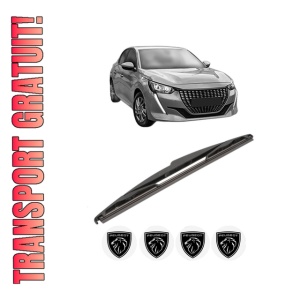 Stergator lamela spate PEUGEOT 208 II (UB_, UP_, UW_, UJ_) din 2019, pentru luneta auto, Valeo Silencio, din cauciuc siliconat rezistent, 4 Stickere Auto PEUGEOT