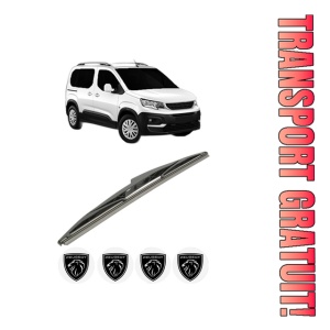Stergator lamela spate PEUGEOT RIFTER din 2018 - 2023, pentru luneta auto, Bosch Twin, din cauciuc siliconat rezistent, 4 Stickere Auto PEUGEOT