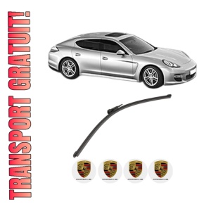Stergator lamela spate PORSCHE PANAMERA (970) din 2009 - 2016, pentru luneta auto, Valeo Silencio Xtrm, din cauciuc siliconat rezistent, 4 Stickere Auto PORSCHE - Img 1