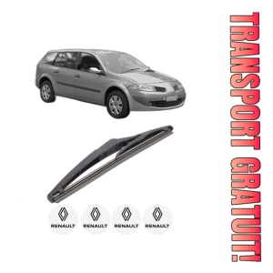 Stergator lamela spate RENAULT MEGANE II Estate Van (KM_) din 2003 - 2009, pentru luneta auto, Bosch Twin, din cauciuc siliconat rezistent, 4 Stickere Auto RENAULT