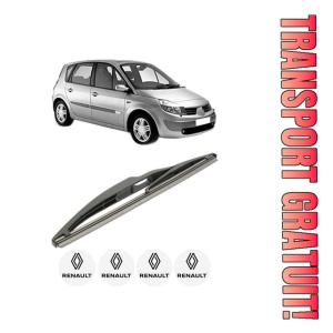 Stergator lamela spate RENAULT SCENIC II (JM0/1_) din 2003 - 2009, pentru luneta auto, Bosch Twin, din cauciuc siliconat rezistent, 4 Stickere Auto RENAULT
