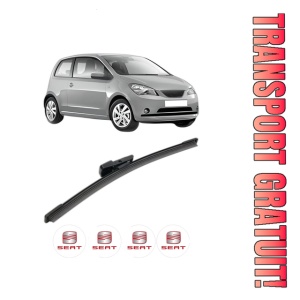 Stergator lamela spate SEAT Mii (KF1, KE1) din 2011 - 2019, pentru luneta auto, Bosch Aerotwin, din cauciuc siliconat rezistent, 4 Stickere Auto SEAT