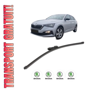 Stergator lamela spate SKODA SCALA (NW1) din 2019, pentru luneta auto, Valeo Silencio Xtrm, din cauciuc siliconat rezistent, 4 Stickere Auto SKODA