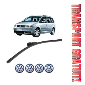Stergator lamela spate Volkswagen TOURAN (1T3) din 2010 - 2015, pentru luneta auto, Bosch Aerotwin, din cauciuc siliconat rezistent, 4 Stickere Auto VW
