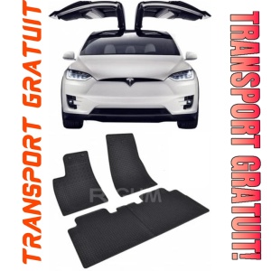 Tesla Model X fabricat din 10.2016 - Prezent, Suv, set covorase auto dedicate, din cauciuc 100% Premium