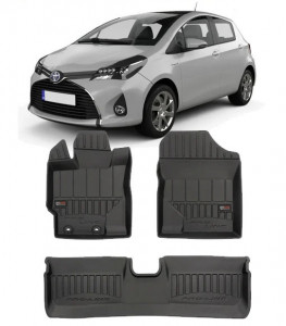 Toyota Yaris III, Hatchback, Din 09.2011 - 08.2020 , Set Covorase Auto Tip Tavita Premium 3D, din cauciuc accesorii pentru autoturismul tau - masina v170974