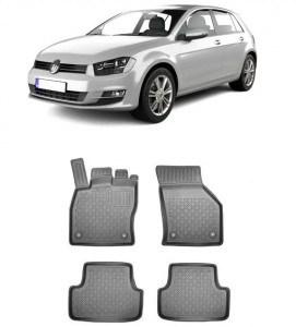 Volkswagen Golf 7, Hatchback, Din 10.2012 - 12.2019 , Set Covorase Auto Tip Tavita Premium 3D, din cauciuc accesorii pentru autoturismul tau - masina v174935