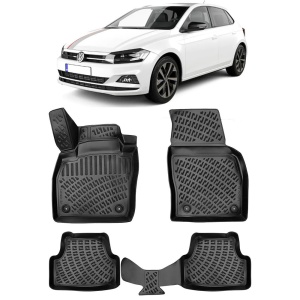 Volkswagen Polo VI (Typ Aw) 2017- Set 4 covorase auto din cauciuc tip tavita premium line 3D - Transport Gratuit! accesorii pentru autoturismul tau - masina v48043